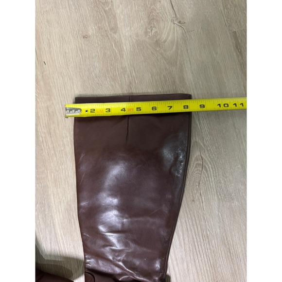 Ralph Lauren Dk Brown Burnished Calf Leather Becca Heels Wide Calf Boots 8.5 - Picture 2 of 10